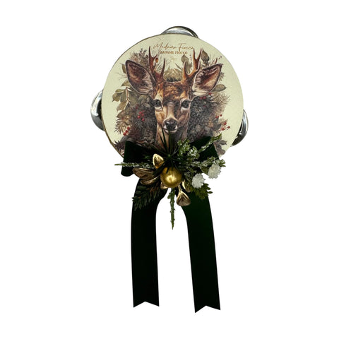 Tamburello “Bosco Incantato” – Decorazione Natalizia con Cervo – Ø 10 / 13,5 / 18 cm – Madame Fioccò