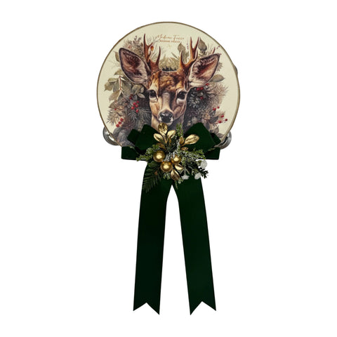 Tamburello “Bosco Incantato” – Decorazione Natalizia con Cervo – Ø 10 / 13,5 / 18 cm – Madame Fioccò