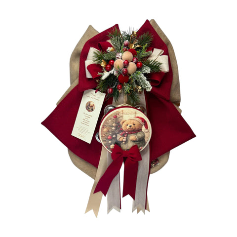Fiocco Natalizio Teddy “Cuore di Coccole” – Altezza 40 / 50 / 80 cm – Madame Fioccò