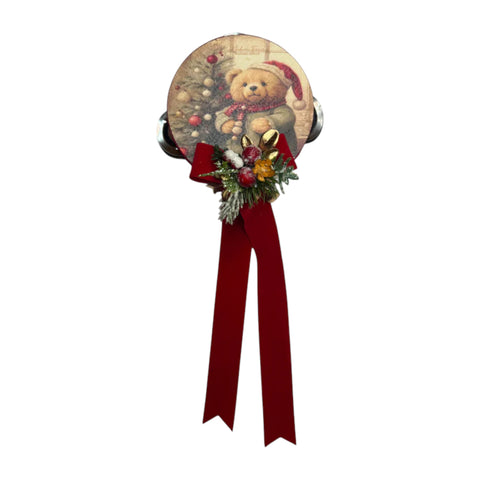Tamburello Natalizio Teddy “Cuore di Coccole” – Ø 10 / 13,5 / 18 cm – Madame Fioccò