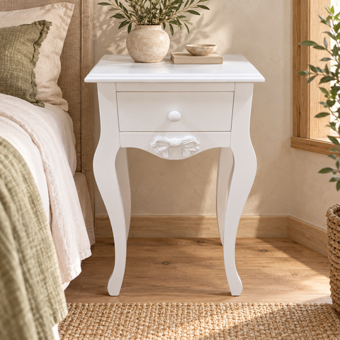 Comodino con Cassetto e Fiocco – Kaluka Shabby Chic