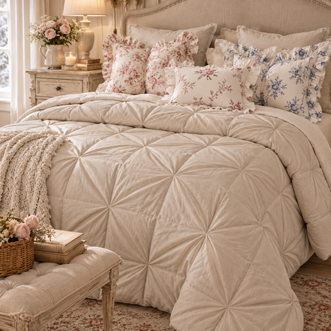 Trapunta Matrimoniale Beige Lavorazione a Diamante – Blanc Mariclò, 260x260cm