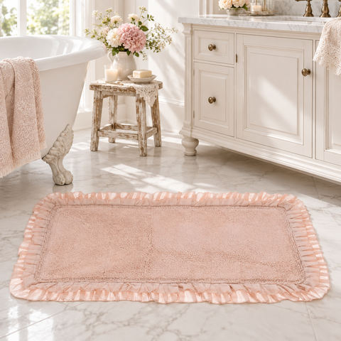 Tappeto Bagno in Cotone con Doppia Gala - Collezione Bagno Chiaro by Blanc Mariclò, 50x110 cm