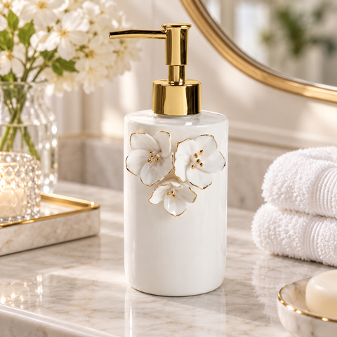 Dispenser Sapone in Ceramica Amour de Fleurs – Mathilde M, 7x18x8cm