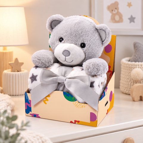 Copertina in Pile per Bambini - 75x90 cm con Peluche Orsetto