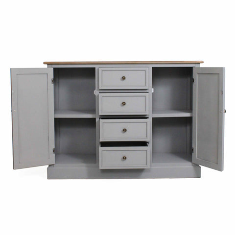 Credenza Shabby Chic Grigia "Vicenzo" in Pino e MDF - 120x40x90 cm