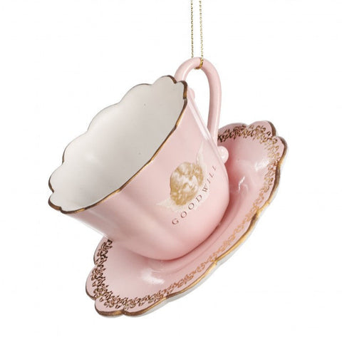 Addobbo Natalizio Tazza con Piattino Rosa 11 cm – Goodwill Cup & Saucer Ornament