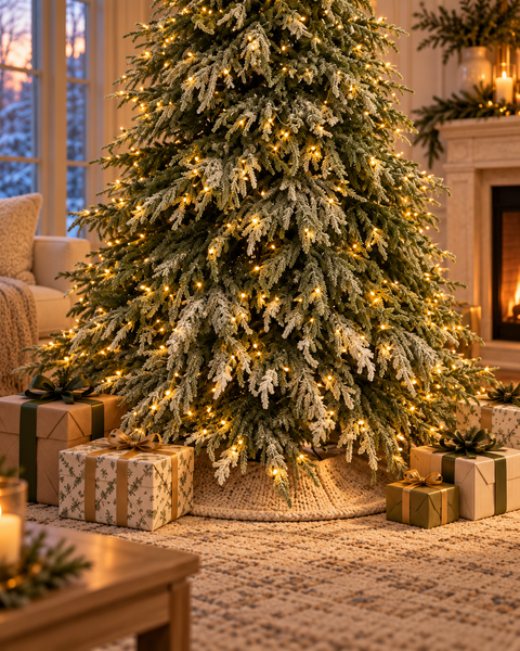 Albero di Natale Chamonix Innevato Slim con Luci LED Integrate – Kaluka Shabby Chic