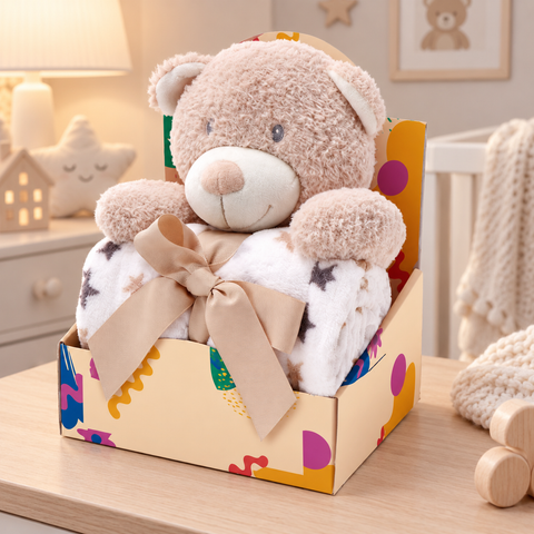 Copertina in Pile per Bambini - 75x90 cm con Peluche Orsetto