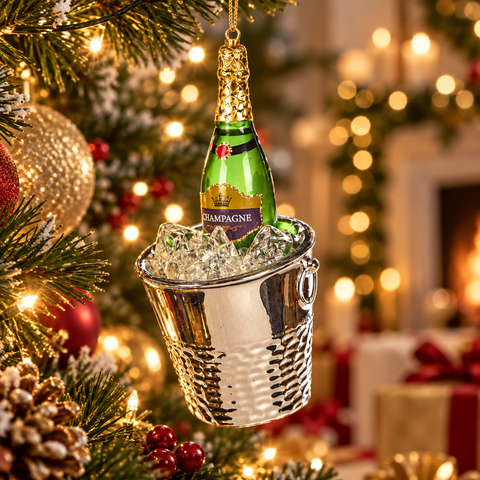 Decoración de champán con cubo de cristal de 13 cm: elegante decoración navideña