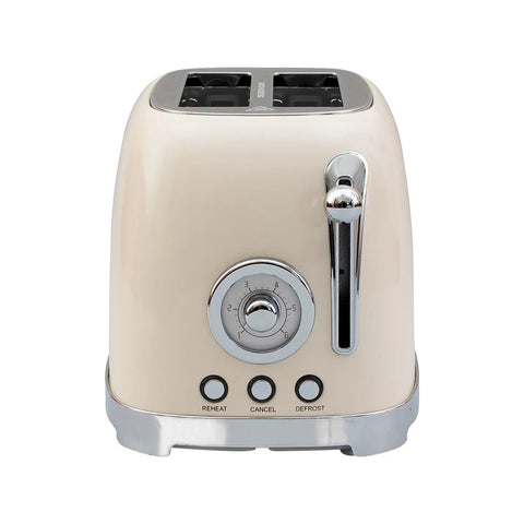 Tostapane 2 Fette Retrò "Epoque" Crema Acciaio Inox - 815W, Estia Home