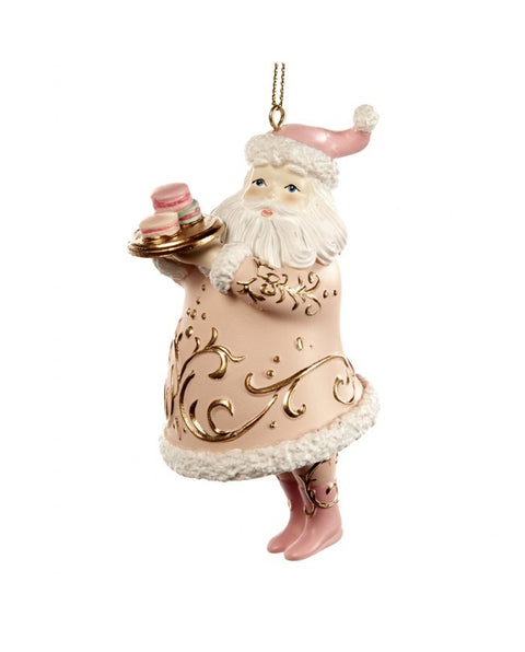Addobbo Natalizio Babbo Natale Rosa con Vassoio di Macaron 10,5 cm – Goodwill Candy Santa