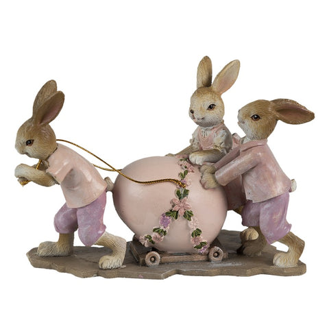 Rabbits with egg and cart