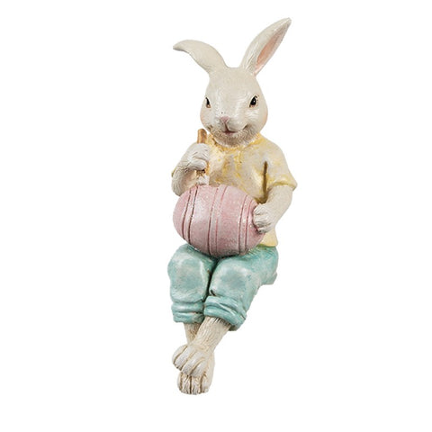 Statuetta Decorativa Coniglio con Uovo - 8x5x12 cm