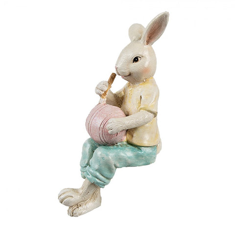 Statuetta Decorativa Coniglio con Uovo - 8x5x12 cm