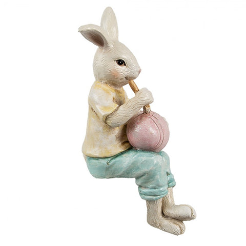 Statuetta Decorativa Coniglio con Uovo - 8x5x12 cm