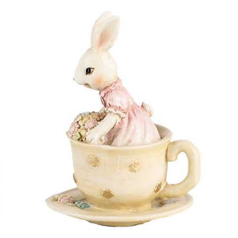 Statuetta Decorativa Coniglio nella Tazza - 8x8x11 cm