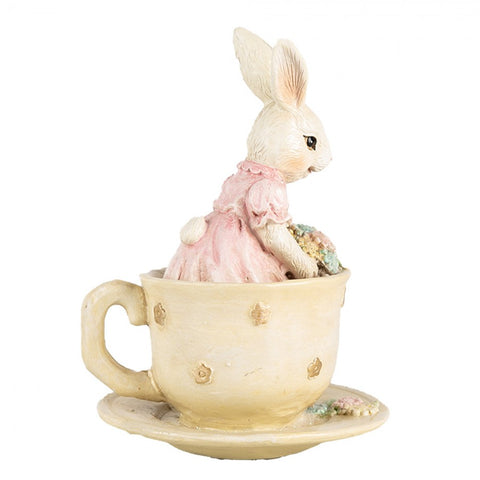 Statuetta Decorativa Coniglio nella Tazza - 8x8x11 cm