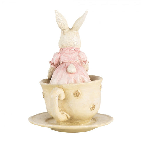 Statuetta Decorativa Coniglio nella Tazza - 8x8x11 cm