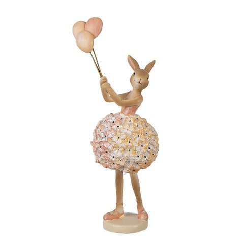 Statuetta Decorativa Coniglio con Palloncini - 11x7x21 cm