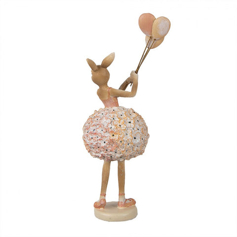 Statuetta Decorativa Coniglio con Palloncini - 11x7x21 cm