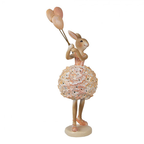 Statuetta Decorativa Coniglio con Palloncini - 11x7x21 cm
