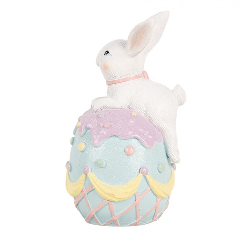 Decoración de conejo sobre huevo - 9x9x17 cm