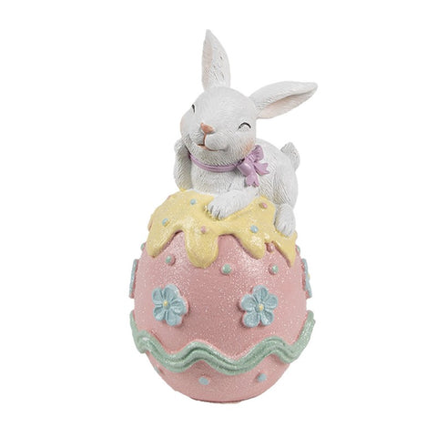 Decoración de conejo sobre huevo - 9x9x17 cm
