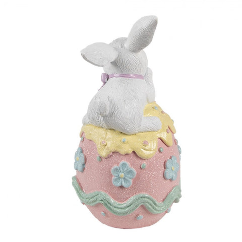 Decoración de conejo sobre huevo - 9x9x17 cm