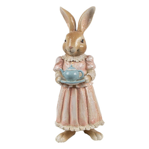 Statuetta Decorativa Coniglio con Teiera - 11x11x26 cm