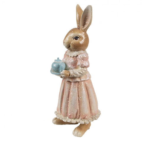 Statuetta Decorativa Coniglio con Teiera - 11x11x26 cm