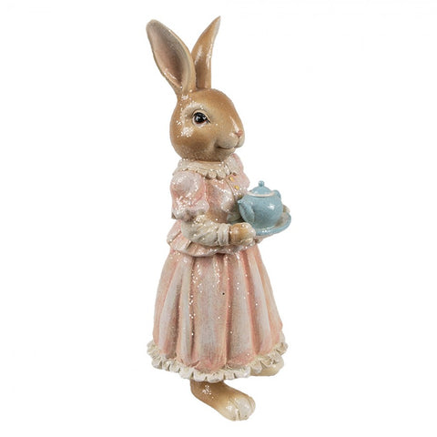 Statuetta Decorativa Coniglio con Teiera - 11x11x26 cm