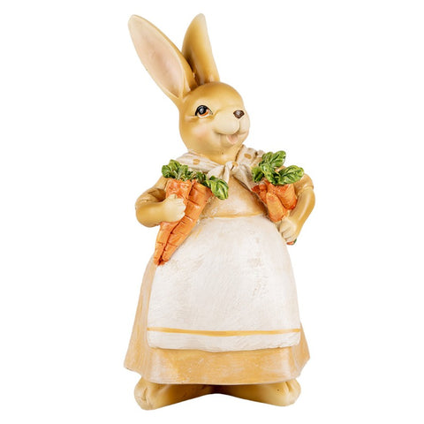 Statuetta Decorativa Coniglio con Carote - 10x8x20 cm