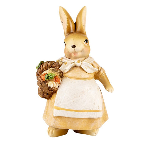 Statuetta Decorativa Coniglio con Cestino - 7x6x13 cm