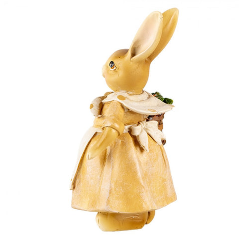 Statuetta Decorativa Coniglio con Cestino - 7x6x13 cm