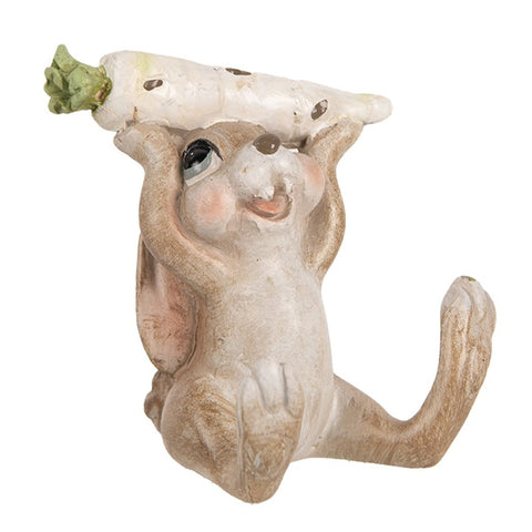 Statuetta Decorativa Coniglio con Carota - 6x5x7 cm