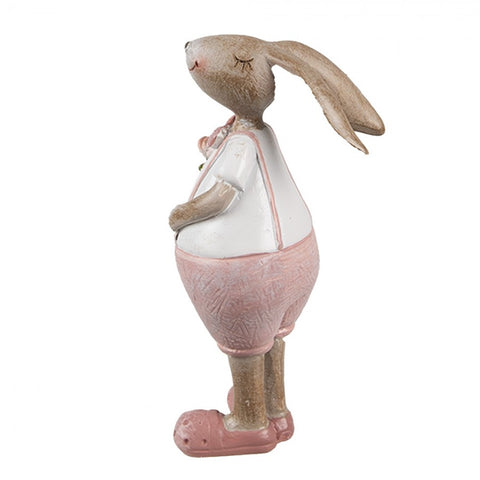 Statuetta Decorativa Coniglio con Fiore - 4x5x11 cm
