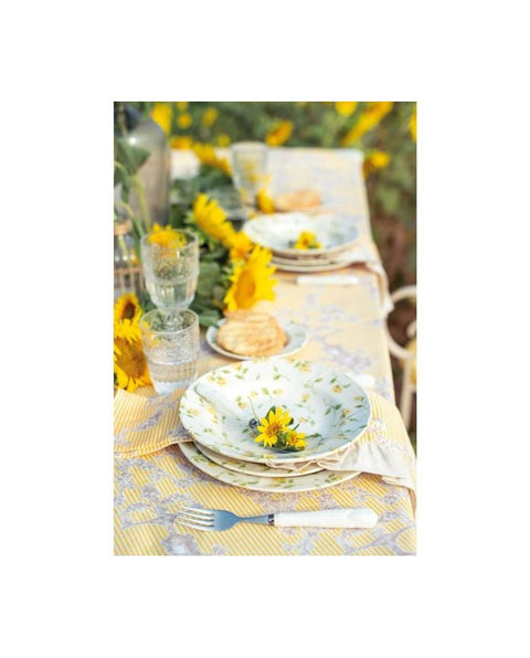 Servizio Piatti Floret Full – Blanc MariClò | 18 Pezzi in Ceramica | Varianti Blu e Giallo