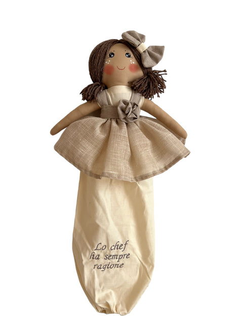 Bambola Porta Sacchetti in Stoffa – Artigianale 100% Cotone Personalizzabile – 60 cm – Made in Italy