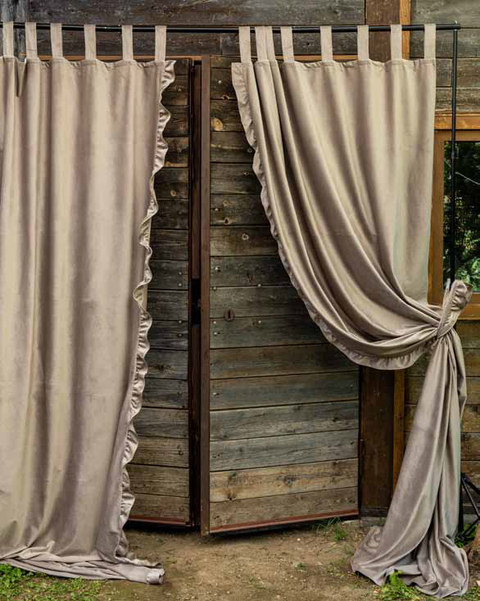 Coppia Tende a Corte in Velluto con Rouches ed Embrasse 140×290 – Varianti Colore