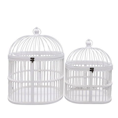 Coppia Gabbiette Decorative in Bamboo con Cupola in Metallo