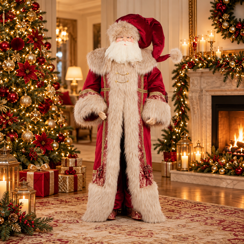 Papá Noel con abrigo de piel rojo – Altura 180 cm