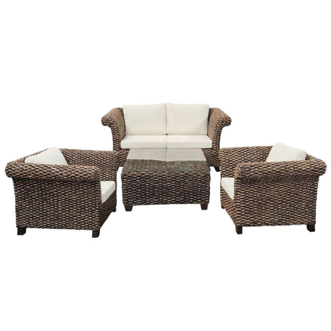 Salotto Completo da Esterno in Rattan - Divano 165x73H80, Poltrone 100x73H80, Tavolino 83x83H41