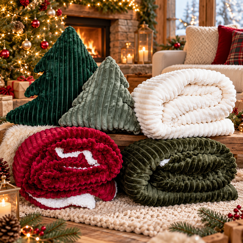 Plaid Natalizio Alpine in Flannel a Coste e Sherpa – L'Atelier 17