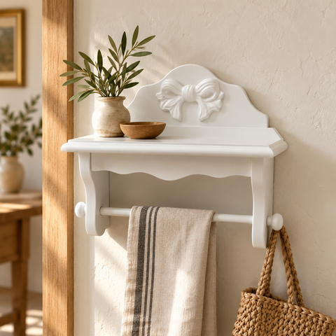 Mensola Portasciugamani con Fiocco – Kaluka Shabby Chic