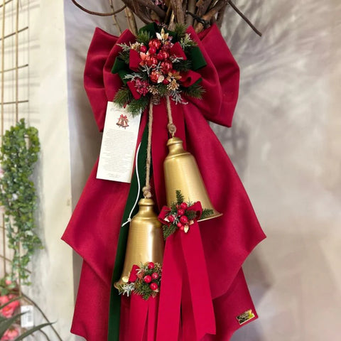 Fioccò Melodie di Natale con Campane Dorate H80 cm - Rosso o Verde | Madame Fioccò