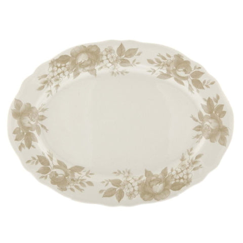 Vassoio Ovale Splendor Beige in Ceramica by Blanc Mariclò - 35x26x2 cm