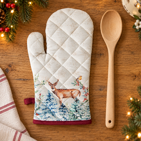 Guanto da Cucina Natalizio Bosco Incantato, 18x30cm — ambientazione natalizia
