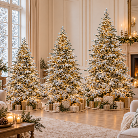 Albero di Natale Innevato con Luci LED – PE+PVC Real Touch, H.180/210/240 cm