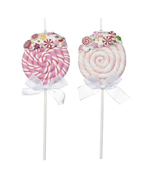 Decorazione Lollipop Spiral Swirl in Argilla Rosa/Bianco 20,5 cm – Goodwill Christmas Collection